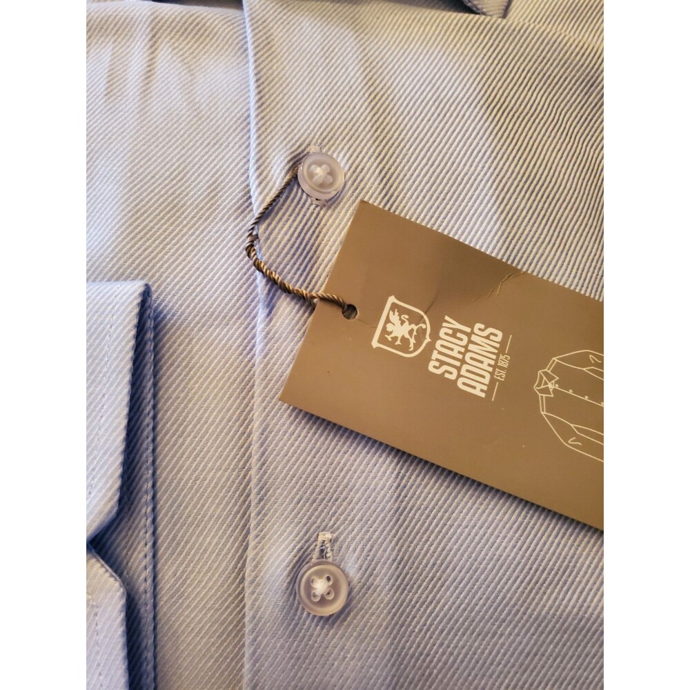 NWT Stacy Adams Modern Fit Dress Shirt Blue 15.5 32/33 M Cotton Button Down Mens - Picture 7 of 11